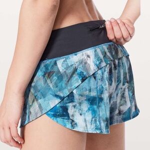 Lululemon Speed Up Short *2.5" Sun Dazed Multi Blue / Super Dark Size 6